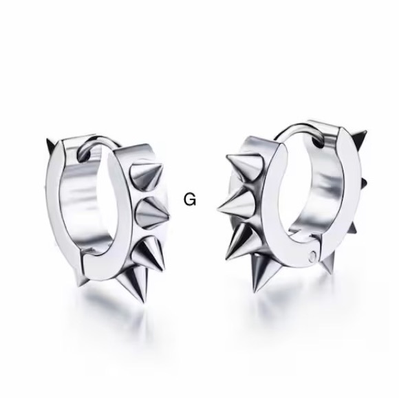 Punk Stainless Steel Mens Hoop Earrings Round Cross Gothic Hip Hop Ear Jewelry - Picture 8 of 9